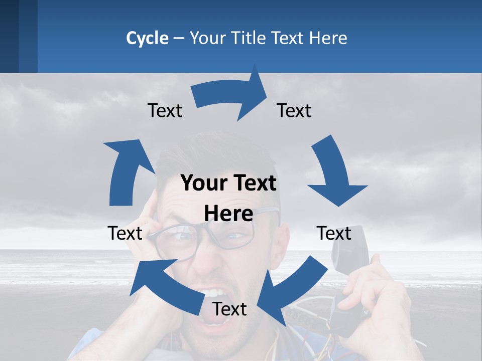 A Man Holding A Cell Phone Up To His Face PowerPoint Template