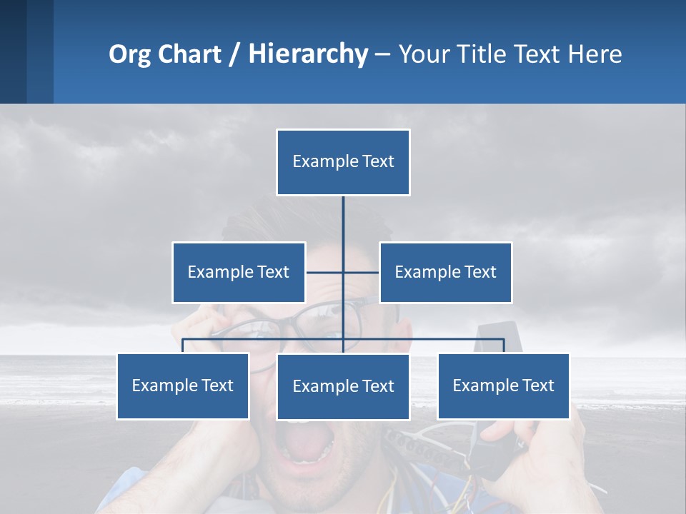 A Man Holding A Cell Phone Up To His Face PowerPoint Template