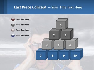 A Man Holding A Cell Phone Up To His Face PowerPoint Template