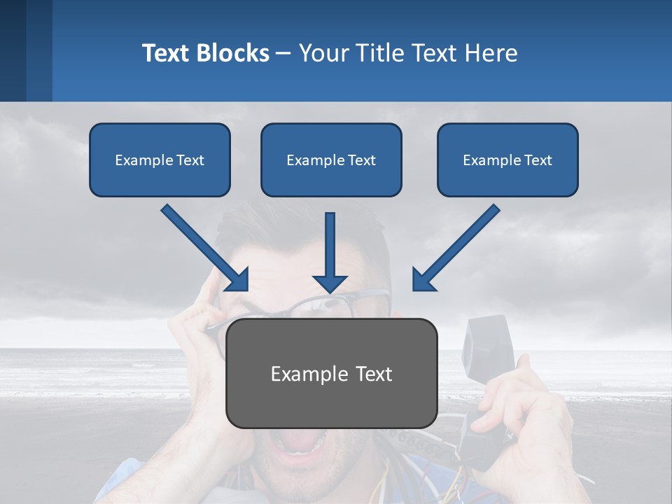 A Man Holding A Cell Phone Up To His Face PowerPoint Template