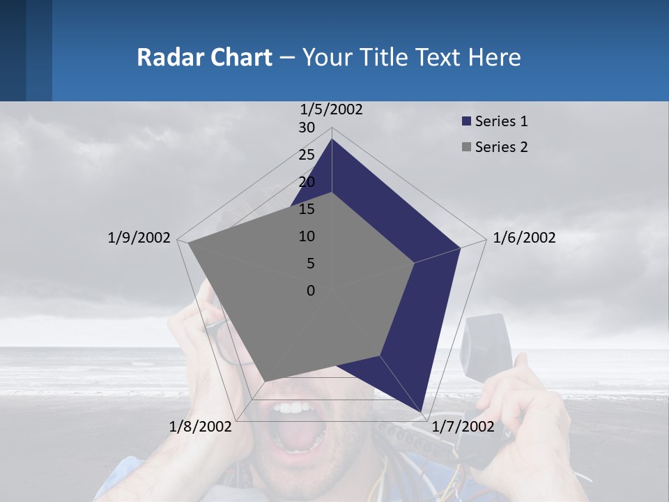 A Man Holding A Cell Phone Up To His Face PowerPoint Template