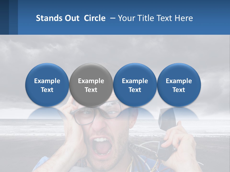 A Man Holding A Cell Phone Up To His Face PowerPoint Template