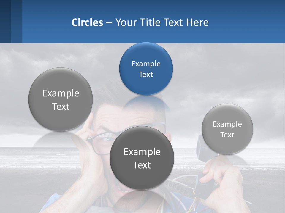 A Man Holding A Cell Phone Up To His Face PowerPoint Template