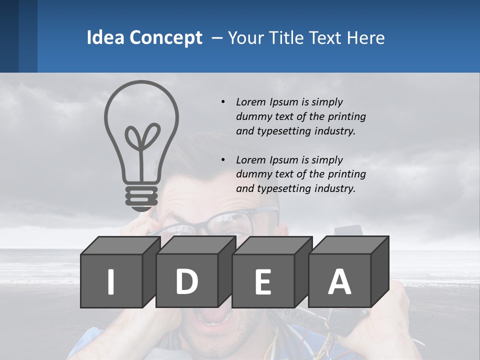 A Man Holding A Cell Phone Up To His Face PowerPoint Template