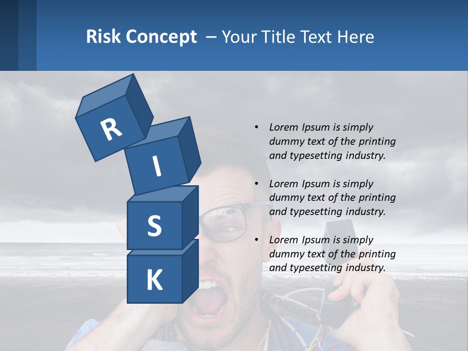 A Man Holding A Cell Phone Up To His Face PowerPoint Template