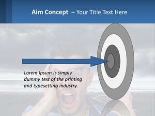 A Man Holding A Cell Phone Up To His Face PowerPoint Template