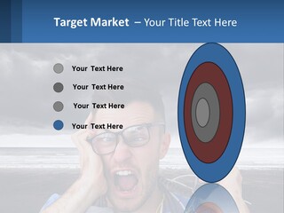 A Man Holding A Cell Phone Up To His Face PowerPoint Template