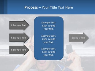 A Man Holding A Cell Phone Up To His Face PowerPoint Template