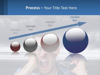 A Man Holding A Cell Phone Up To His Face PowerPoint Template