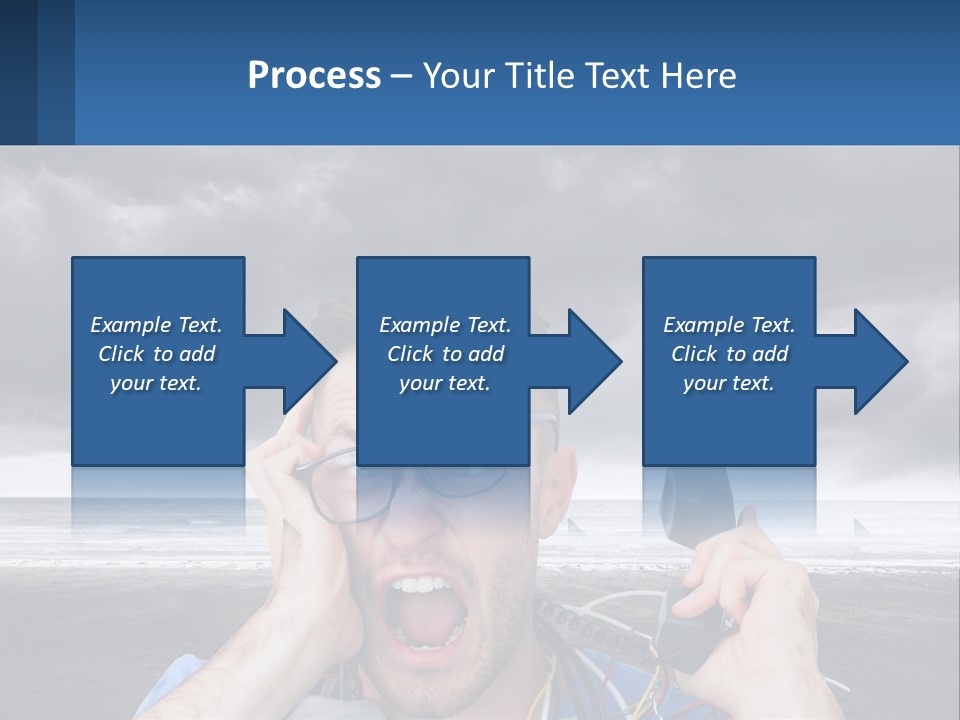 A Man Holding A Cell Phone Up To His Face PowerPoint Template