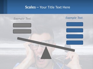 A Man Holding A Cell Phone Up To His Face PowerPoint Template