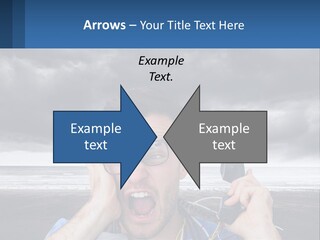A Man Holding A Cell Phone Up To His Face PowerPoint Template