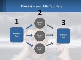 A Man Holding A Cell Phone Up To His Face PowerPoint Template