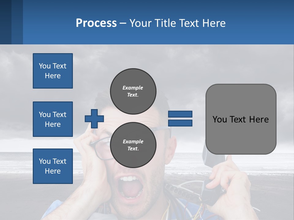A Man Holding A Cell Phone Up To His Face PowerPoint Template