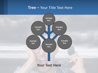 A Man Holding A Cell Phone Up To His Face PowerPoint Template