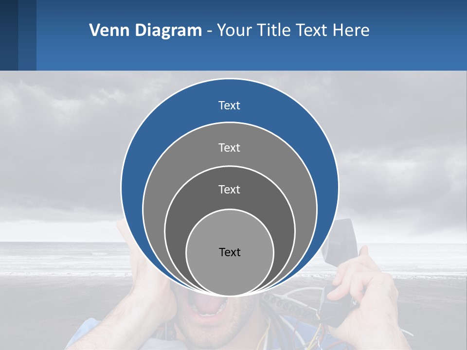A Man Holding A Cell Phone Up To His Face PowerPoint Template
