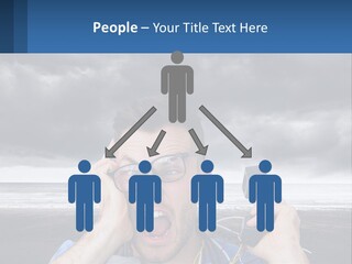 A Man Holding A Cell Phone Up To His Face PowerPoint Template