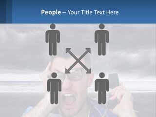 A Man Holding A Cell Phone Up To His Face PowerPoint Template