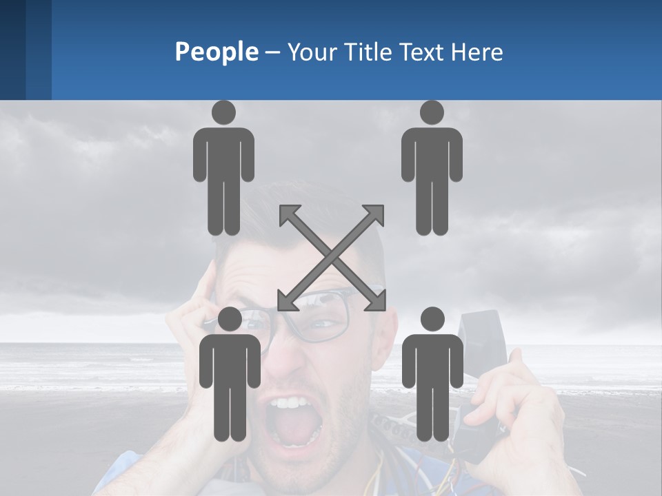 A Man Holding A Cell Phone Up To His Face PowerPoint Template