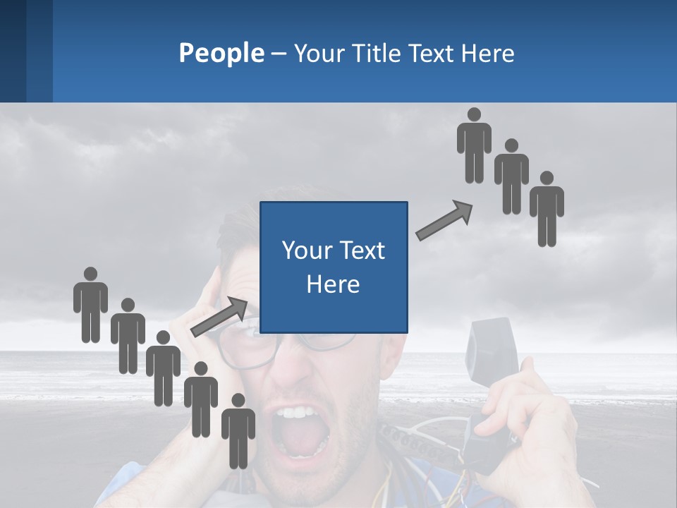 A Man Holding A Cell Phone Up To His Face PowerPoint Template