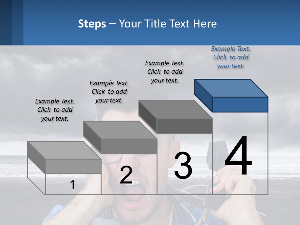 A Man Holding A Cell Phone Up To His Face PowerPoint Template