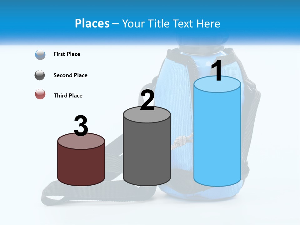 A Blue Lunch Bag With A Bottle Of Water On It PowerPoint Template