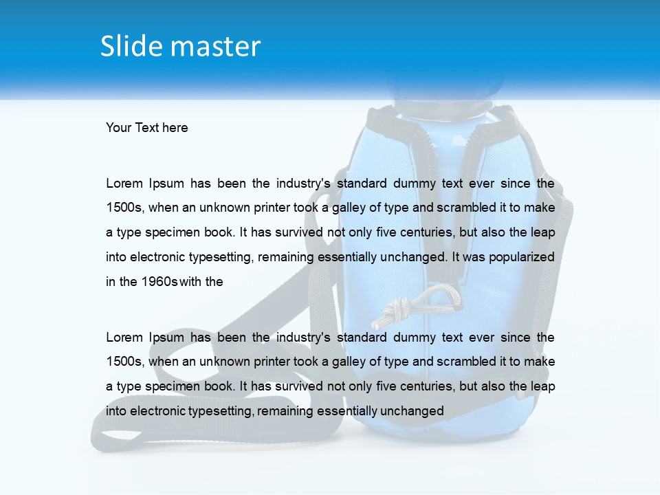 A Blue Lunch Bag With A Bottle Of Water On It PowerPoint Template