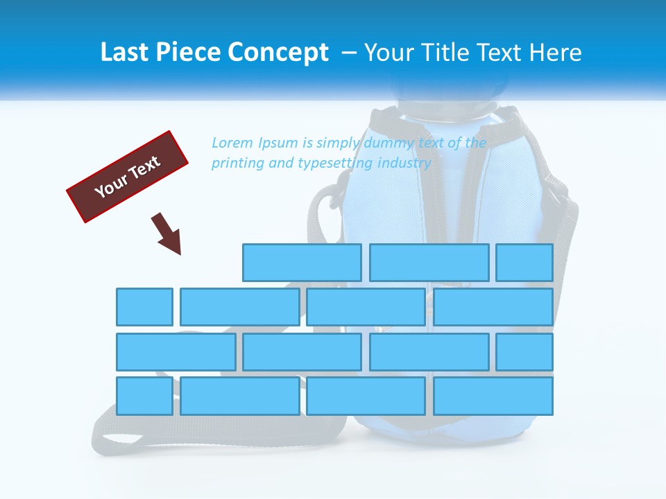 A Blue Lunch Bag With A Bottle Of Water On It PowerPoint Template