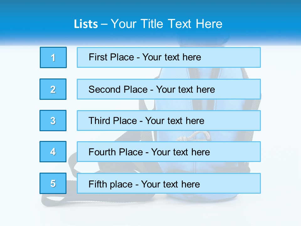 A Blue Lunch Bag With A Bottle Of Water On It PowerPoint Template