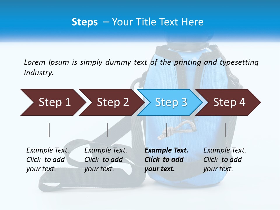 A Blue Lunch Bag With A Bottle Of Water On It PowerPoint Template