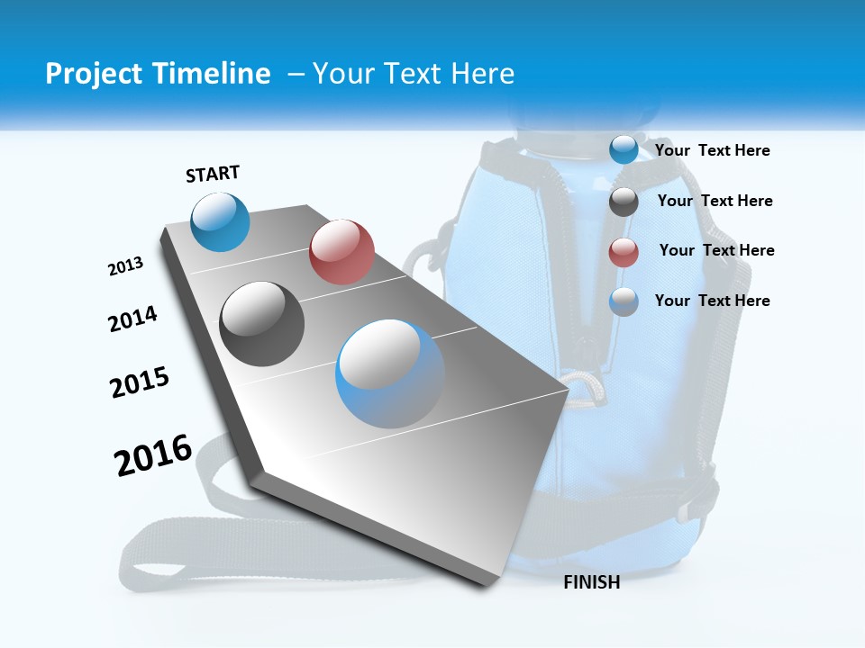 A Blue Lunch Bag With A Bottle Of Water On It PowerPoint Template