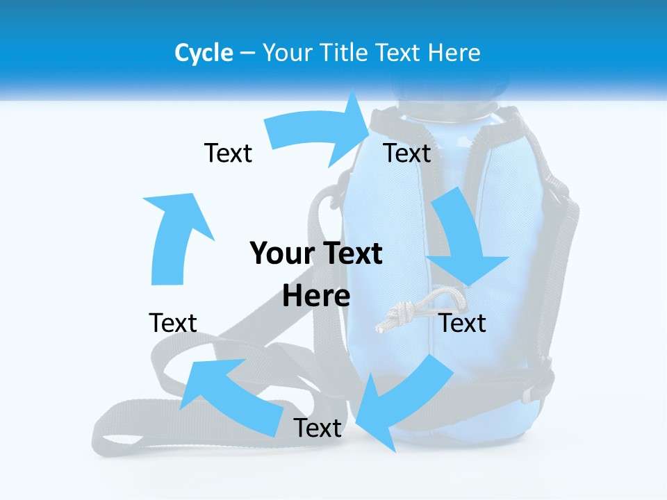 A Blue Lunch Bag With A Bottle Of Water On It PowerPoint Template