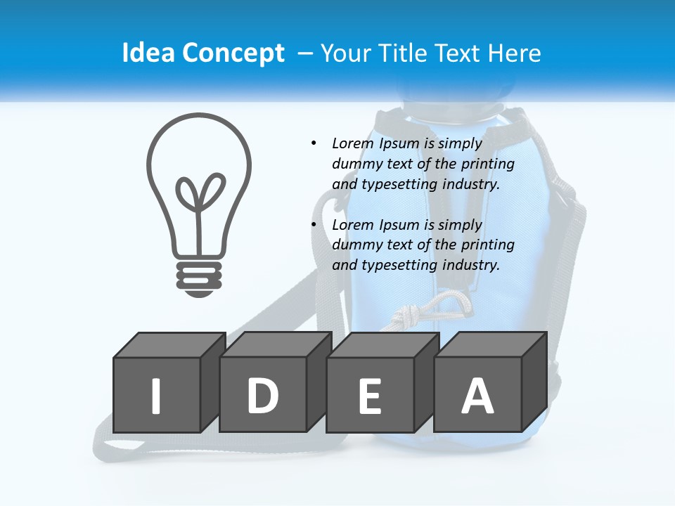 A Blue Lunch Bag With A Bottle Of Water On It PowerPoint Template