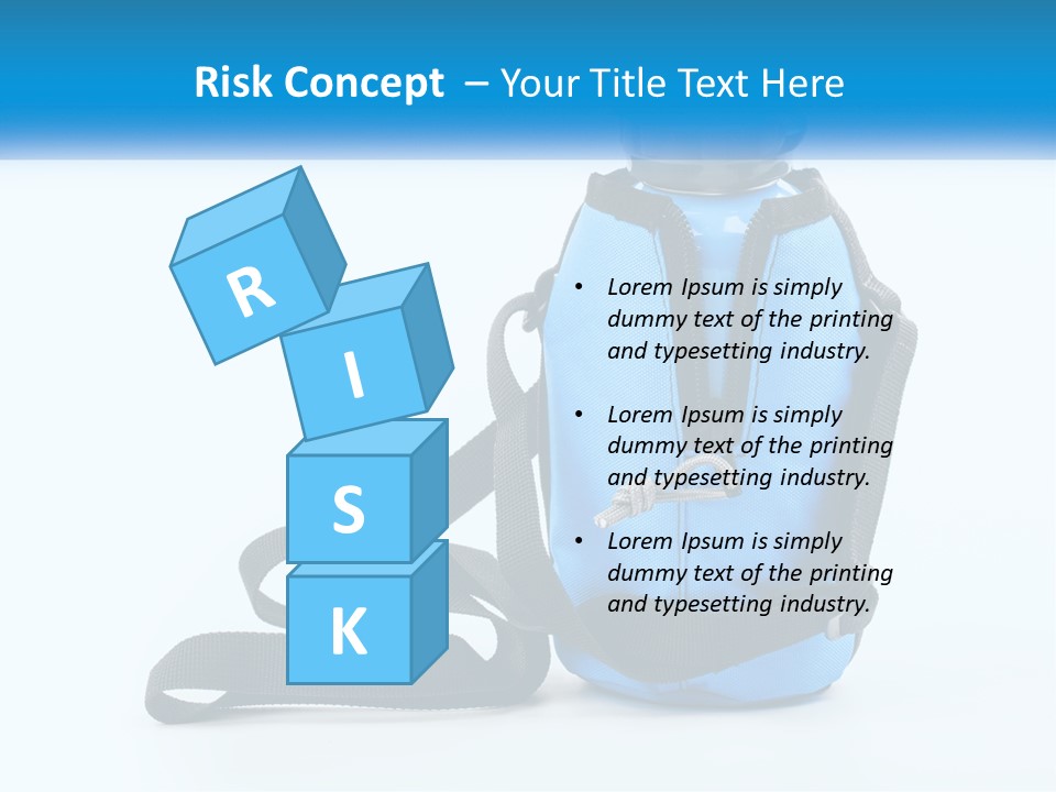 A Blue Lunch Bag With A Bottle Of Water On It PowerPoint Template