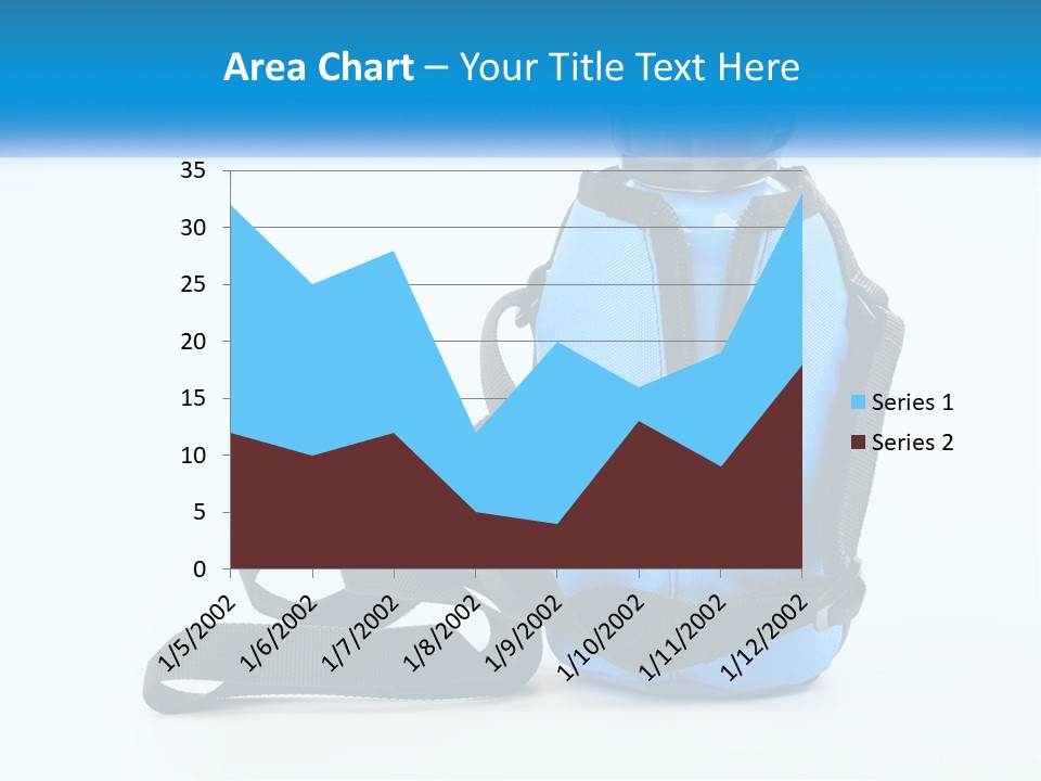 A Blue Lunch Bag With A Bottle Of Water On It PowerPoint Template