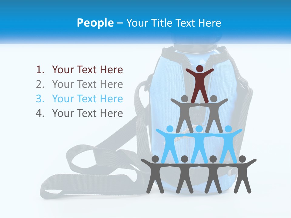 A Blue Lunch Bag With A Bottle Of Water On It PowerPoint Template