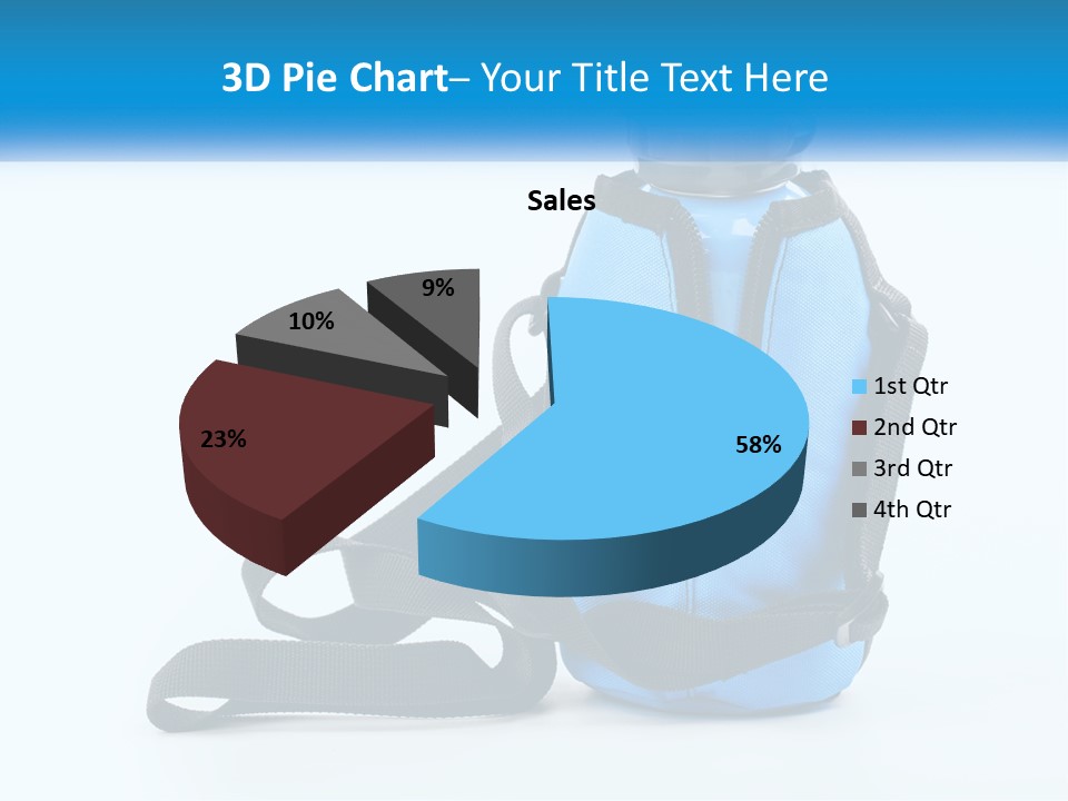 A Blue Lunch Bag With A Bottle Of Water On It PowerPoint Template