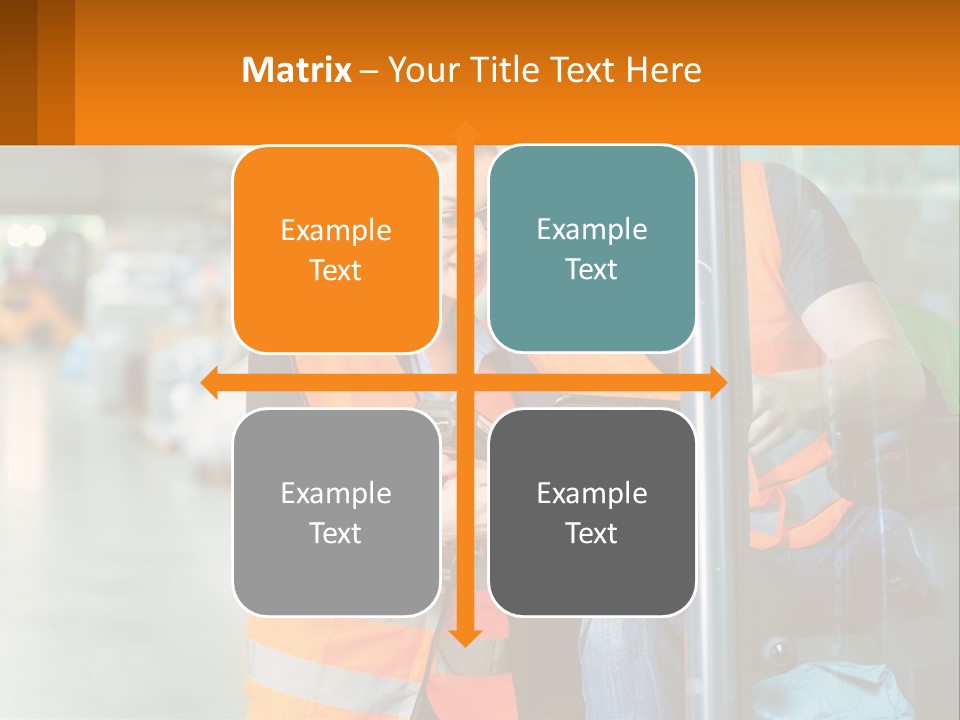 A Man And A Woman In Safety Vests Looking At A Tablet PowerPoint Template