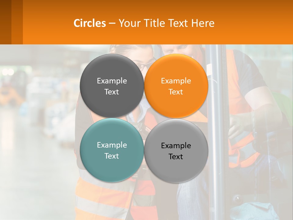 A Man And A Woman In Safety Vests Looking At A Tablet PowerPoint Template