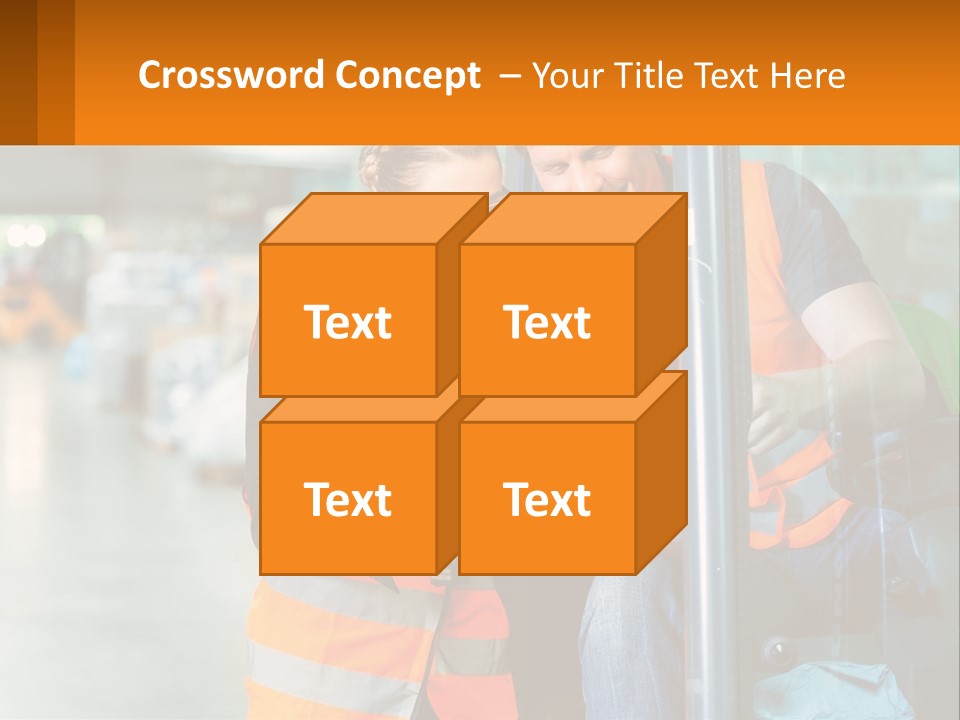 A Man And A Woman In Safety Vests Looking At A Tablet PowerPoint Template