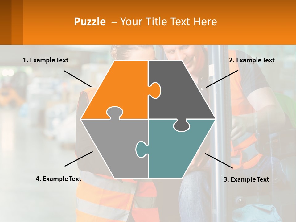 A Man And A Woman In Safety Vests Looking At A Tablet PowerPoint Template
