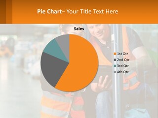 A Man And A Woman In Safety Vests Looking At A Tablet PowerPoint Template