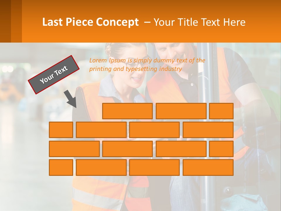A Man And A Woman In Safety Vests Looking At A Tablet PowerPoint Template