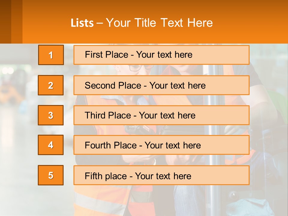 A Man And A Woman In Safety Vests Looking At A Tablet PowerPoint Template