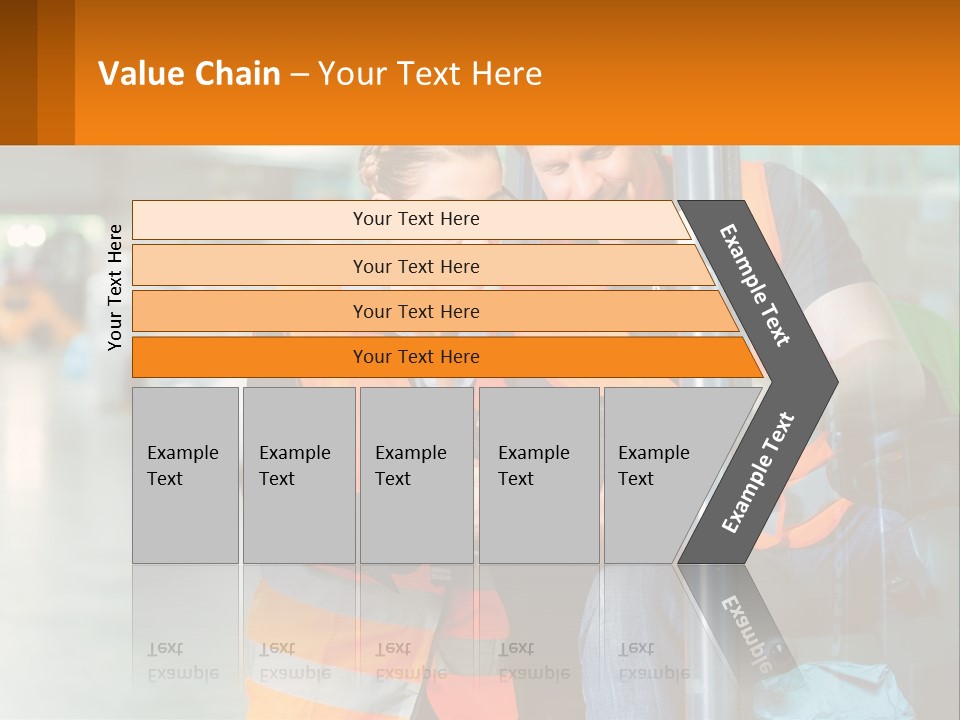 A Man And A Woman In Safety Vests Looking At A Tablet PowerPoint Template