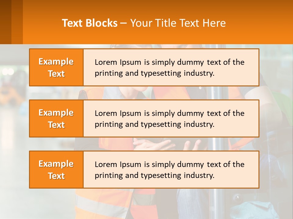 A Man And A Woman In Safety Vests Looking At A Tablet PowerPoint Template