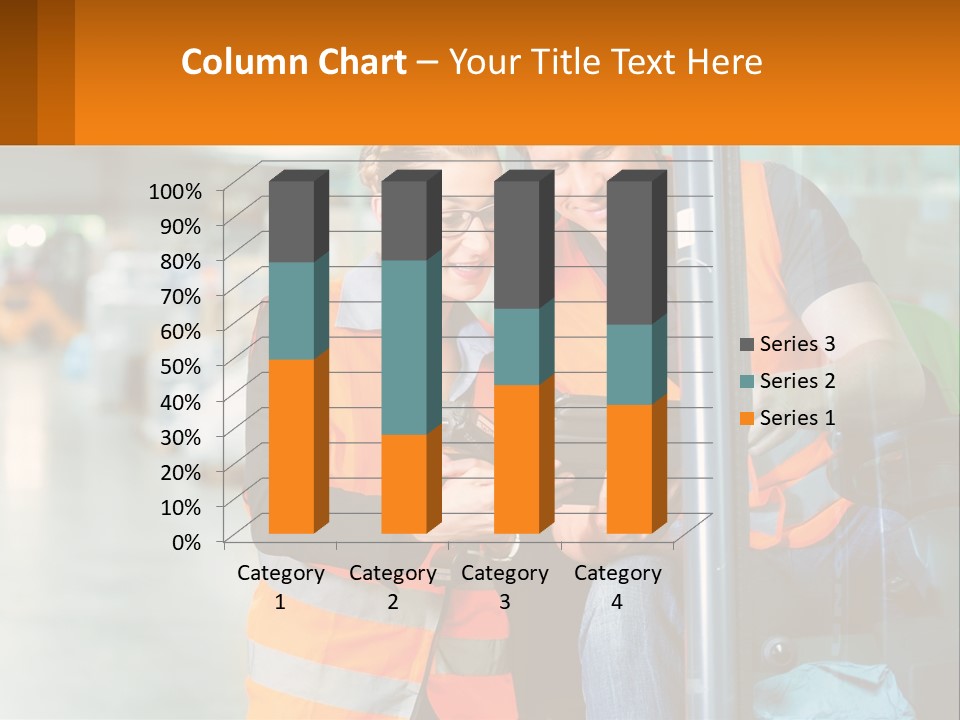 A Man And A Woman In Safety Vests Looking At A Tablet PowerPoint Template