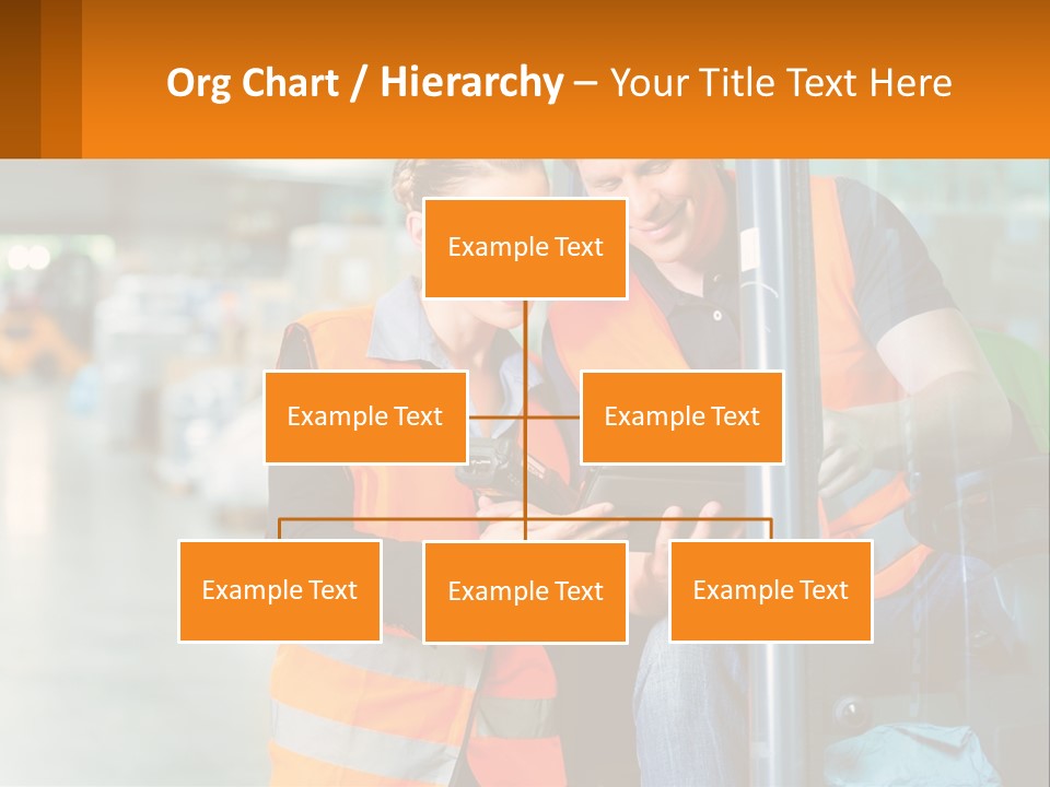 A Man And A Woman In Safety Vests Looking At A Tablet PowerPoint Template