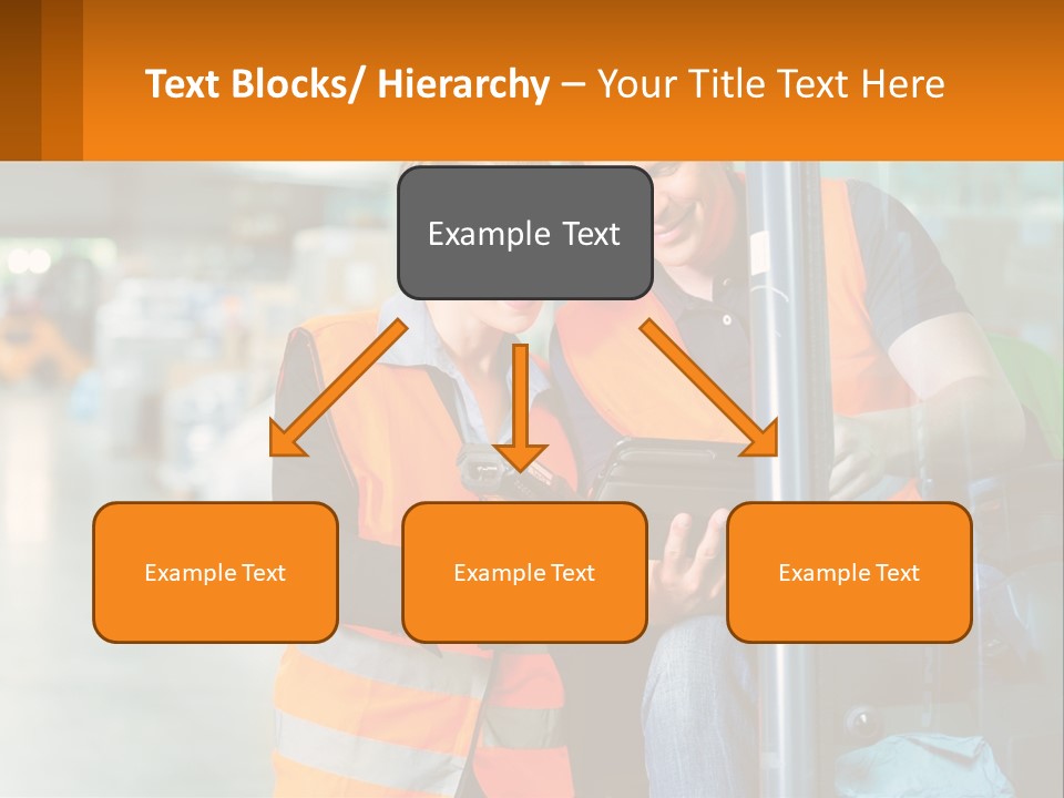 A Man And A Woman In Safety Vests Looking At A Tablet PowerPoint Template