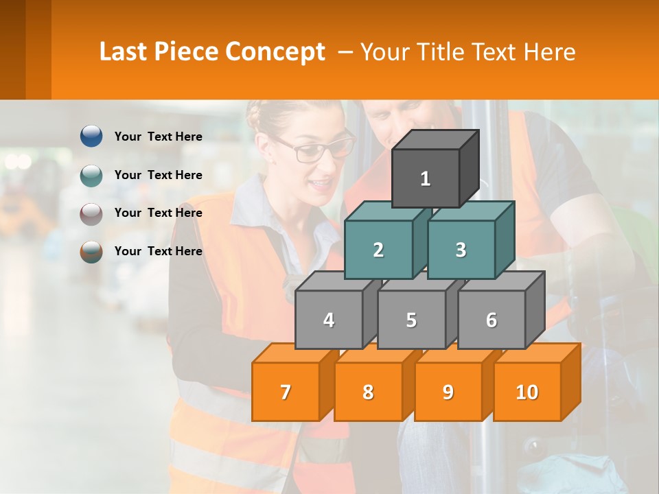 A Man And A Woman In Safety Vests Looking At A Tablet PowerPoint Template